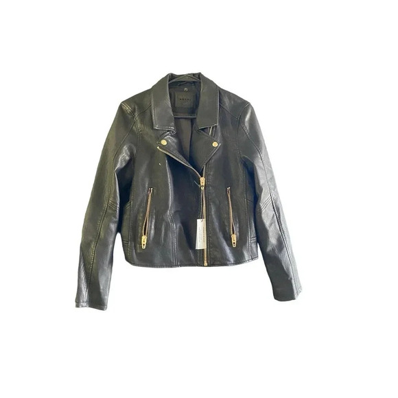 Blank NYC Women's Black Asymmetrical Zip Long Sleeves Moto Jacket Size Medium - Picture 1 of 4